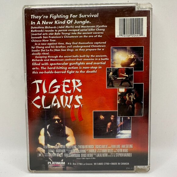 Tiger Claws II Cynthia Rothrock Bolo Yeung DVD Platinum Martial Arts Action - Picture 2 of 3